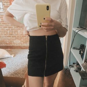 High Waisted Black Mini Skirt